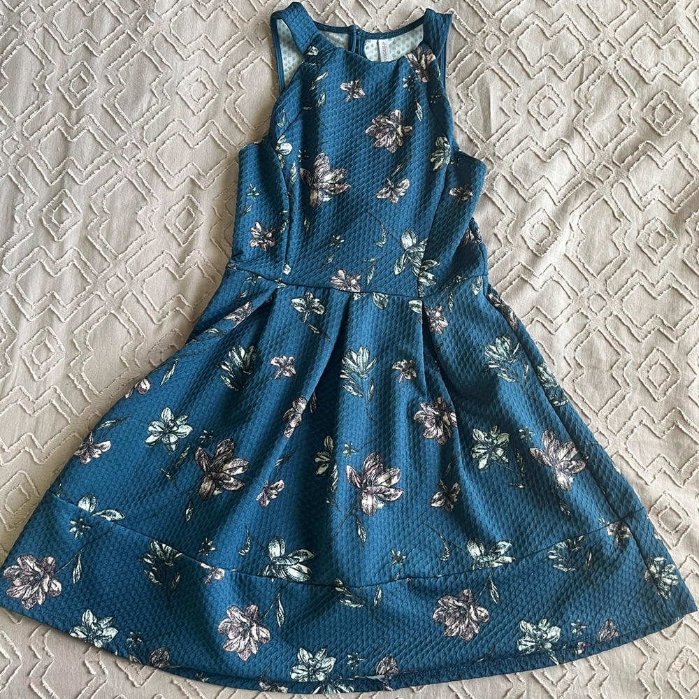 pretty teal/blue floral Xhilaration halter dress